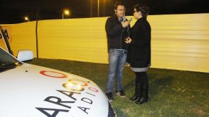López y Liss en plena transmisión del previo del concierto.