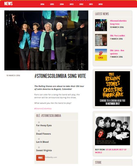 The Rolling Stones votaciones