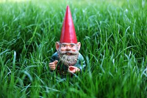 Garden gnome in a grass.