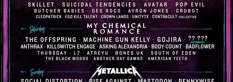 Metallica y My Chemical Romance encabezan el cartel del Aftershock Festival 2021