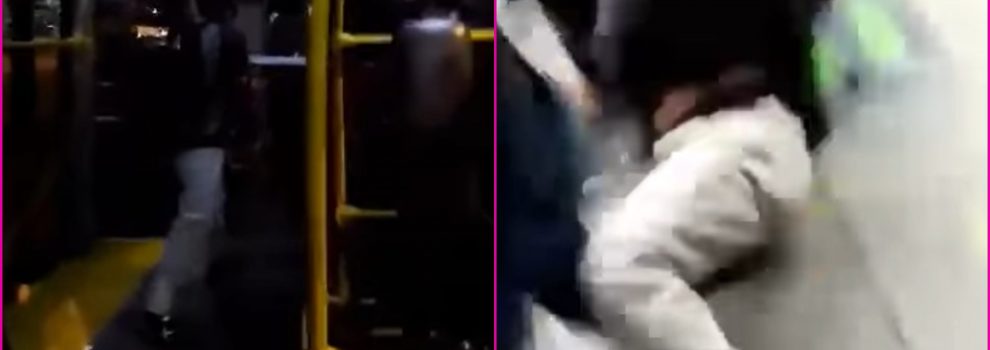 VIDEO: Sujeto entró a buscar pelea en Transmilenio y lo sacaron a puños