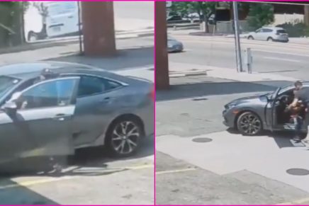 (VIDEO) Sujeto se roba el carro de un luchador profesional y se lleva su merecido