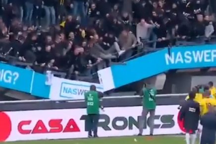 Video: Celebraban la victoria de su equipo y se cayó la tribuna
