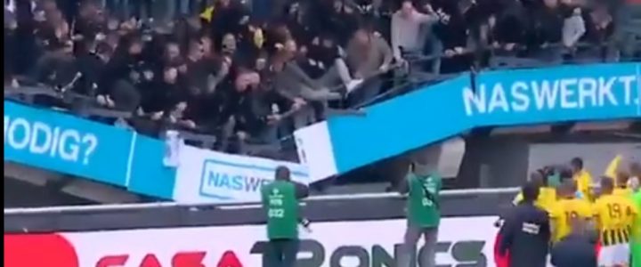 Video: Celebraban la victoria de su equipo y se cayó la tribuna