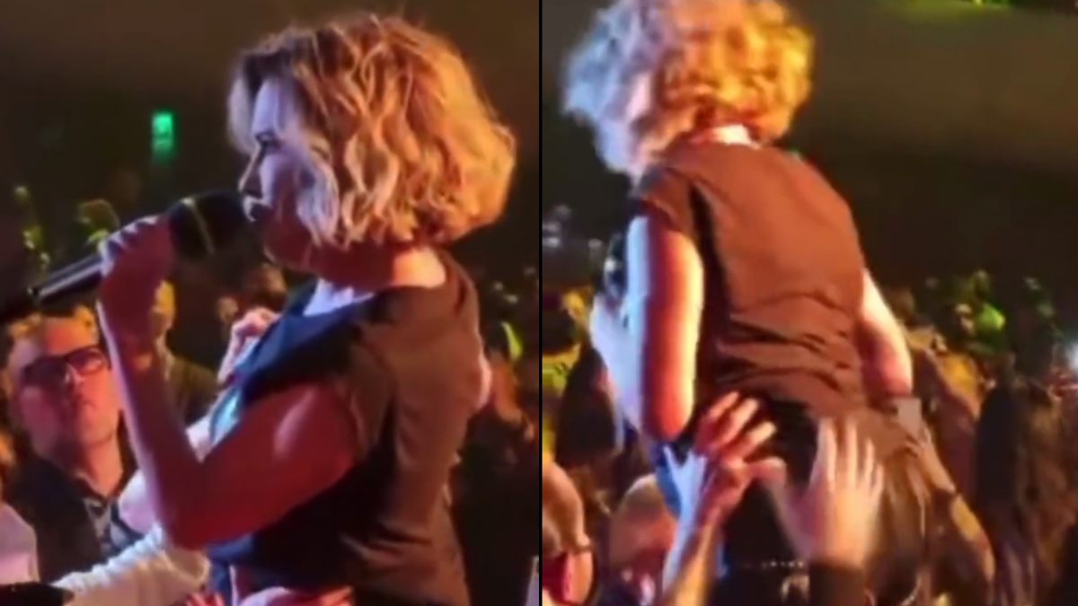 La cantante tuvo un momento de euforia pero el público no le copió la idea, por eso terminó en el pi