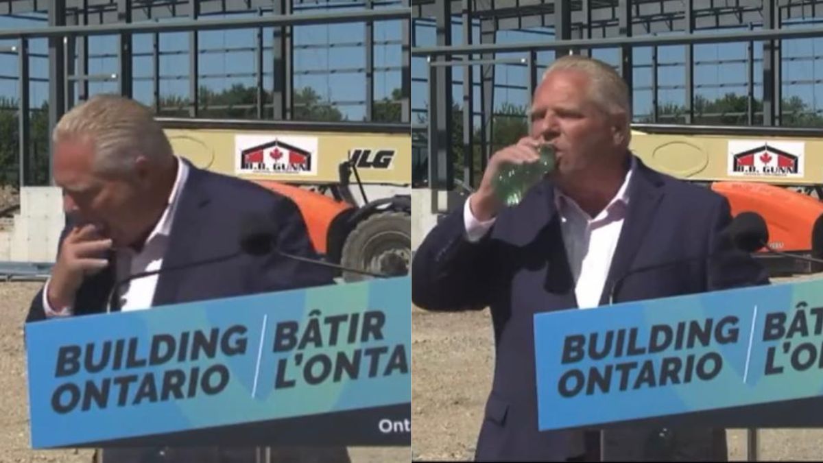 Primer ministro Doug Ford se traga abeja en vivo