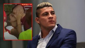 ¿Se incomodó? La reacción de Michael Rangel cuando hincha de Junior lo besó