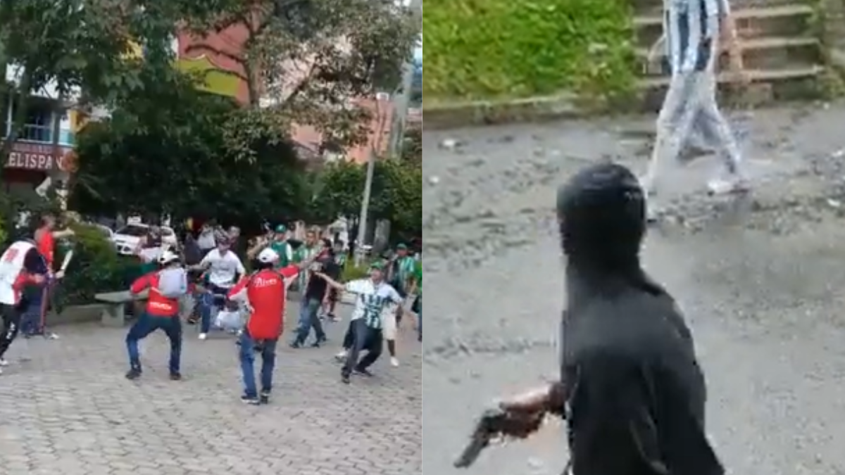 A machete y hasta con arma de fuego se enfrentaron hinchas de Nacional y Medellín