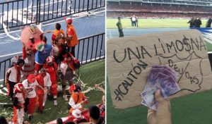 Hinchas de América lanzan billetes al Cali