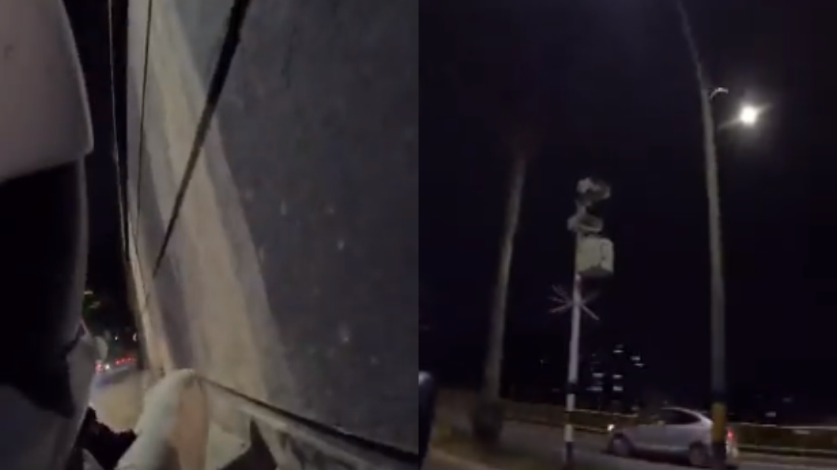 ¿Para qué te traje? Se distrajo insultando cámara de seguridad y se estrelló