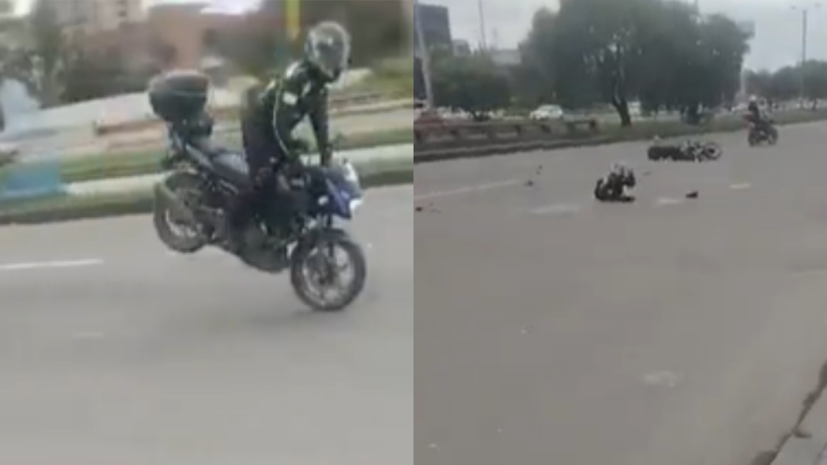 Motociclista reportaba peligroso hueco en Bogotá y grabó tremenda caída de otro conductor