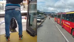 “Tranquilos, estoy bien”: hombre se lanzó de un TransMilenio en movimiento