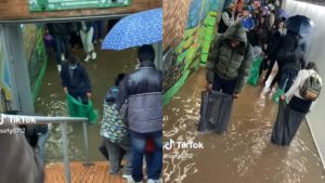 Se les dañó el outfit: estudiantes de la Javeriana sufrieron con el aguacero de Bogotá