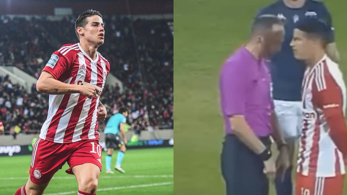 James Rodríguez se le fue con toda a un árbitro que anuló su gol con el Olympiacos