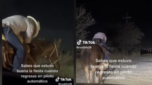 Hombre se habría pegado semejante fiesta y volvió a casa encima de un caballo