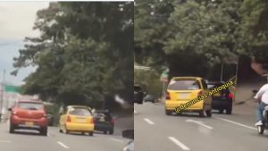 Taxi escapó con las llantas estalladas en persecución de película