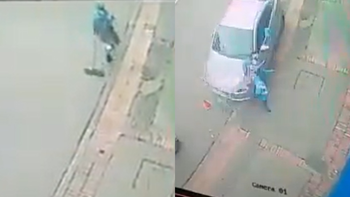 Impactantes imágenes muestran cómo un carro arrolló a un aseador en la calle