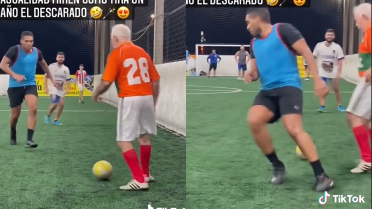 Abuelo de 79 años humilló a jóvenes en fútbol 5 con caño incluido y picando la pelota