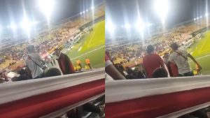 A puños sacaron a supuesto hincha de Millonarios infiltrado en tribuna de Santa Fe; video