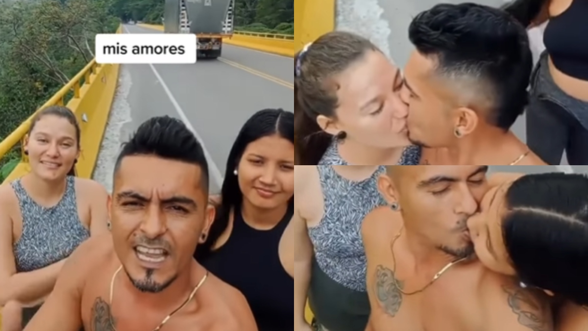 “Vacaciones en familia”: video de hombre besando a dos mujeres se vuelve tendencia