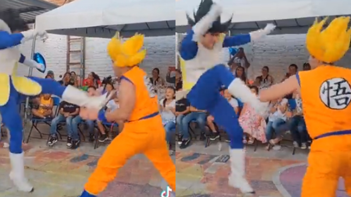Fiesta infantil causa envidia tras recrear pelea entre Goku y Vegeta: “sacaron el ki”
