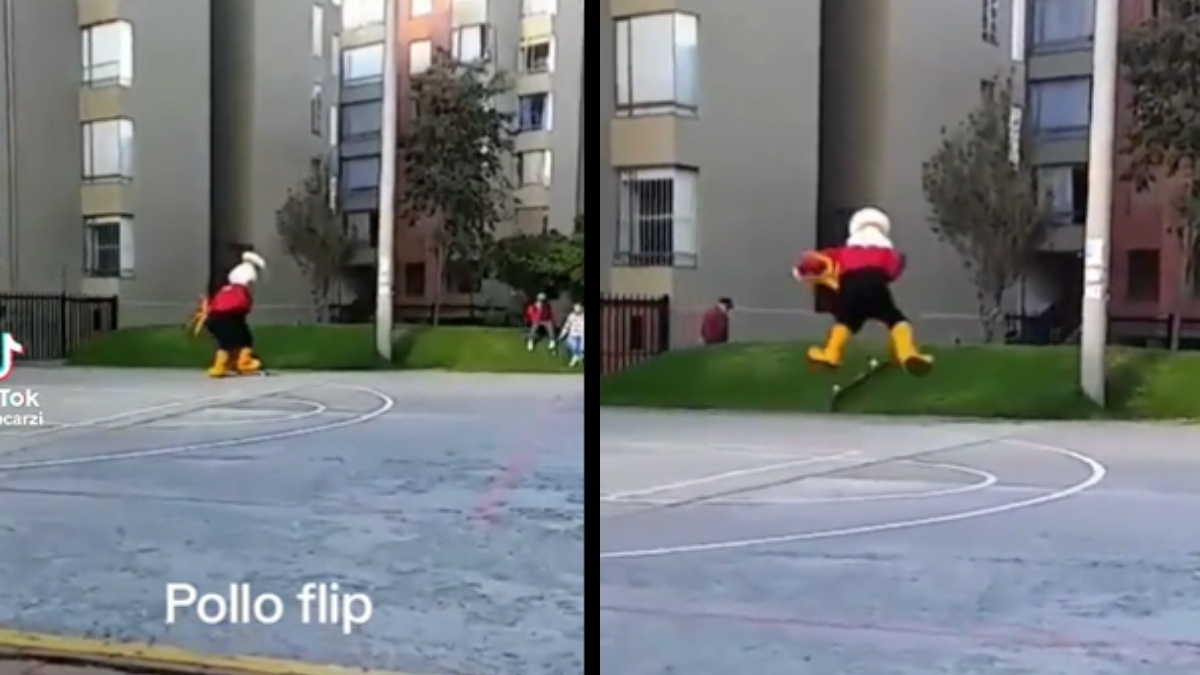 Pollo de Frisby se le midió a hacer trucos en patineta y nadie lo hace como él lo hace