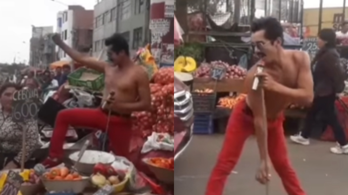 “Freddie Verdury”: imitador de Freddie Mercury se adueñó de una plaza de mercado