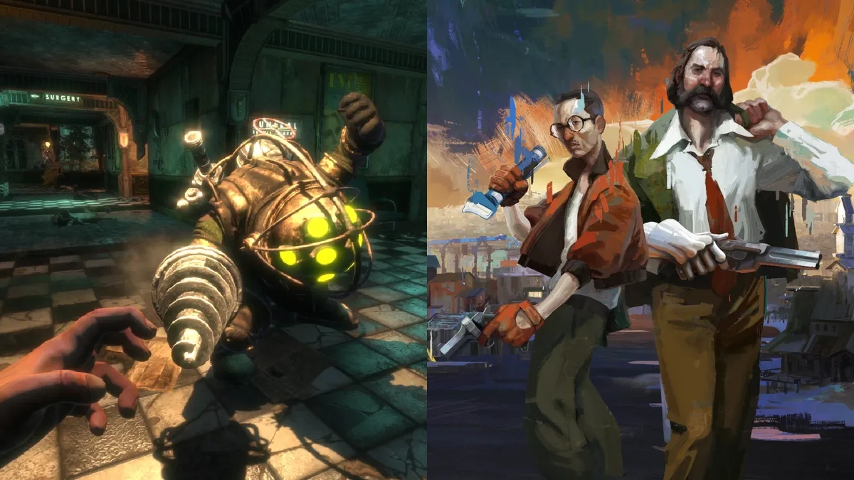 Juegos para PC: A la izquierda imagen del videojuego 'Bioshock', a la derecha 'Disco Elysium' / Foto: Redes Sociales