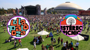 Público en Festival / Logos de Lollapalooza y Estéreo Picnic (Getty Images)