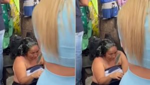 Ciudadanía agarró robando a una mujer y le echaron pegante en el cabello