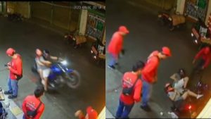 Motociclista quería lucirse con pirueta y terminó besando el piso