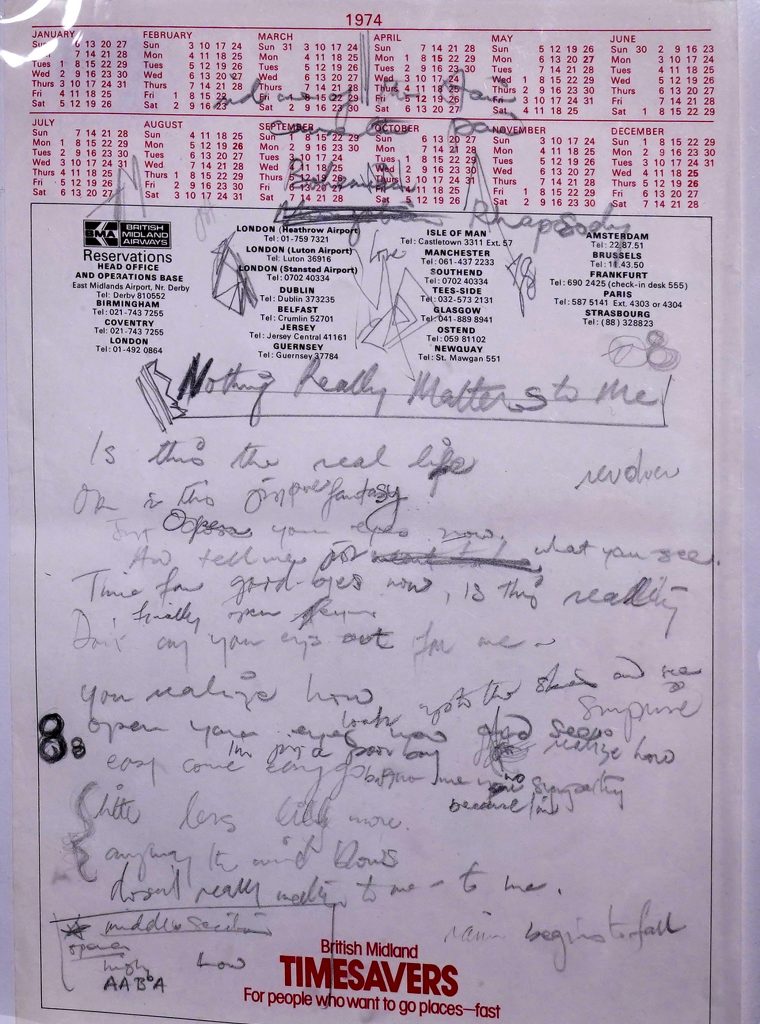 Manuscrito de 'Bohemian Rhapsody' - Créditos: GettyImages