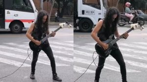 Tome mi dinero: metalero que toca guitarra en las calles de Itagüí se roba el show