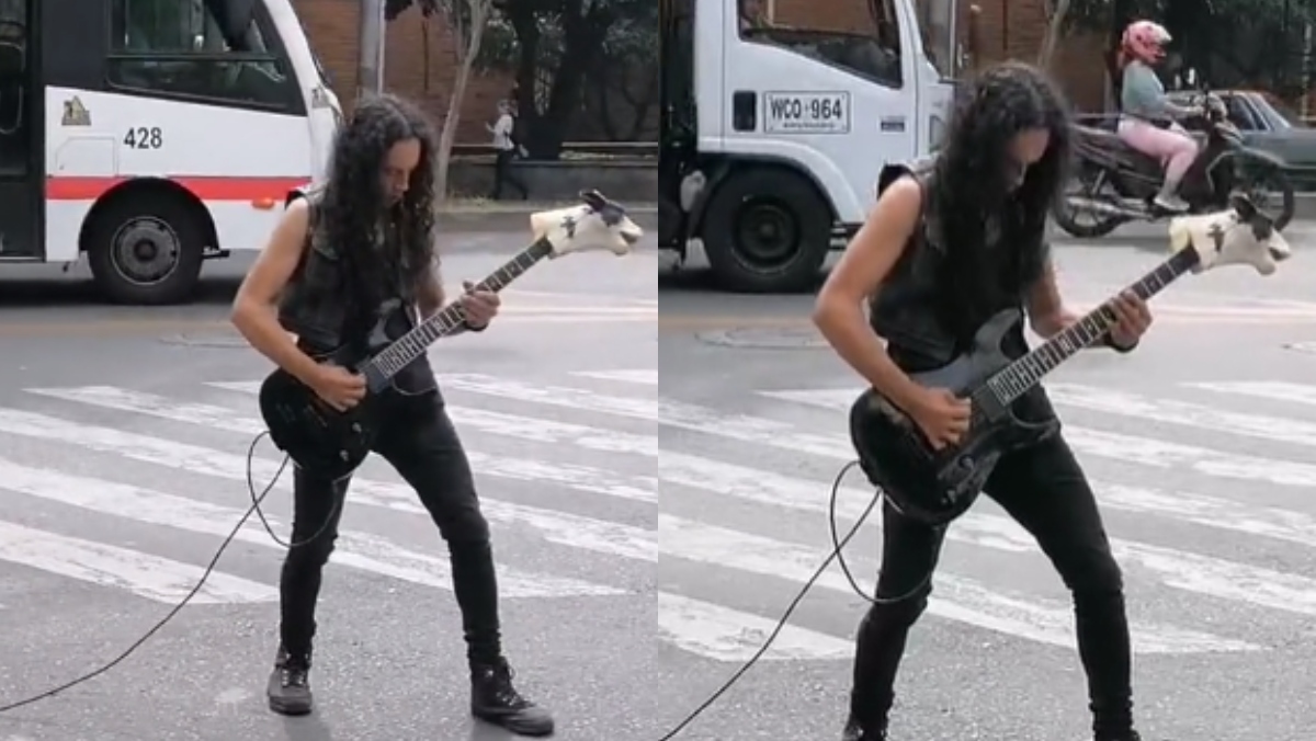 Tome mi dinero: metalero que toca guitarra en las calles de Itagüí se roba el show