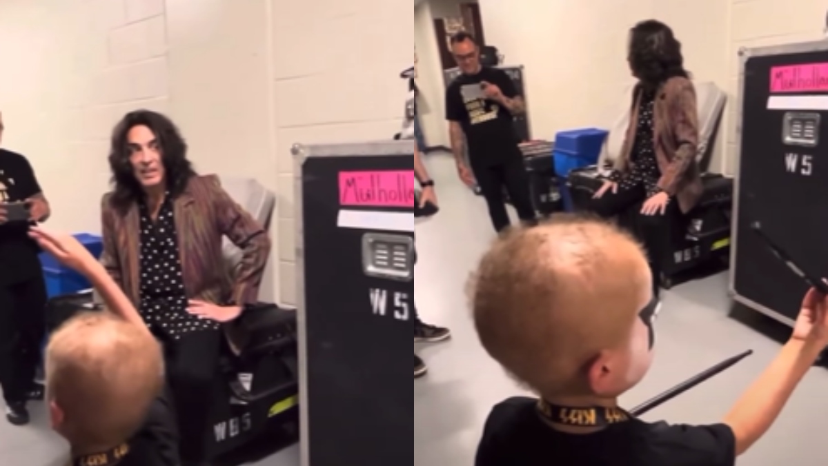 Paul Stanley y Eric Singer de Kiss conocieron a niño con leucemia: vea su tierna reacción
