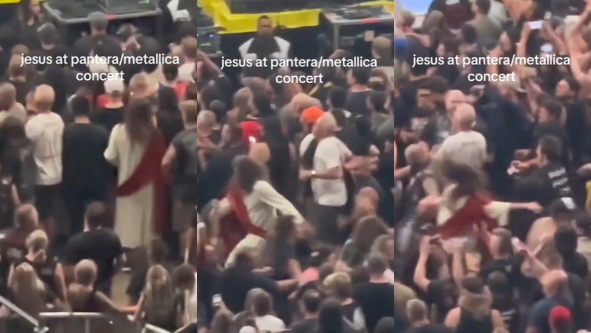 Hombre disfrazado de Jesús le entró a pogo divino en concierto de Pantera y Metallica