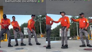 Trabajadores de bomba le dan la bienvenida a diciembre con explosivo baile