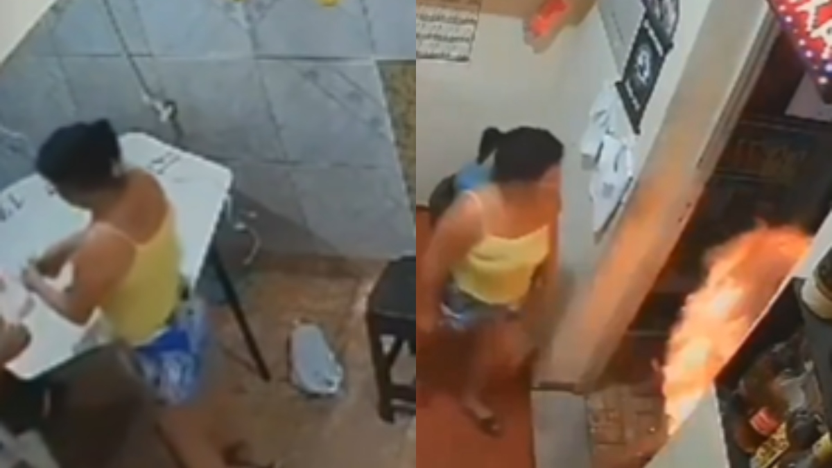 Impresionante video muestra momento exacto en que mujer prendió en fuego a su esposo