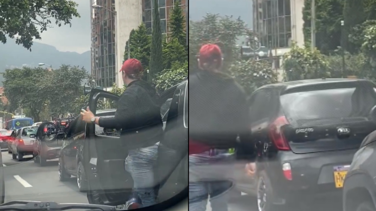 Conductor se bajó a pelear en trancón de Bogotá con fierro en la mano y todo