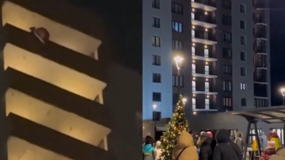 Impactantes imágenes muestran cómo un Papá Noel cae al vacío en espectáculo navideño