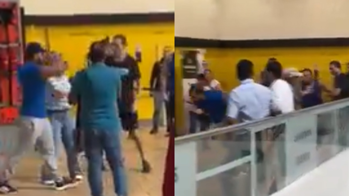 Tres hombres protagonizaron bochornosa pelea en un cajero de un centro comercial