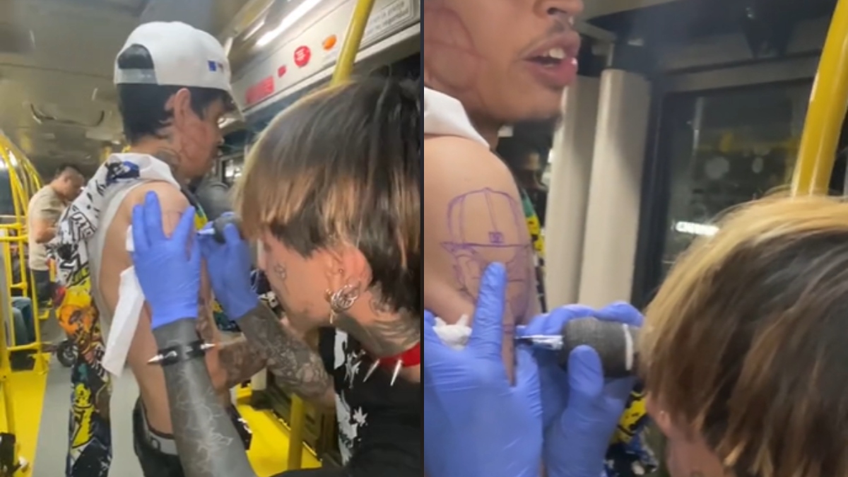 Jackass versión Colombia: jóvenes se armaron estudio de tatuajes en TransMilenio