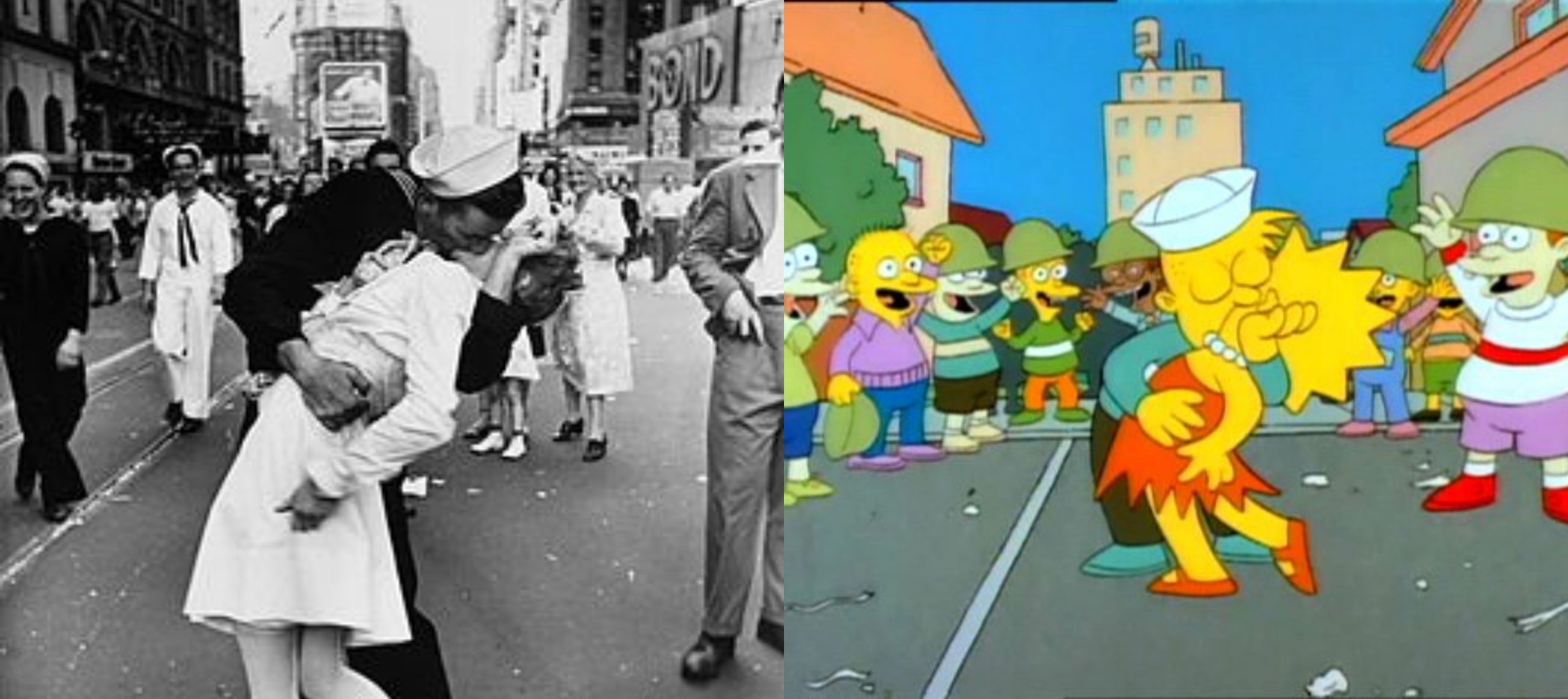 The V-J Day - Getty Images y Los Simpson 