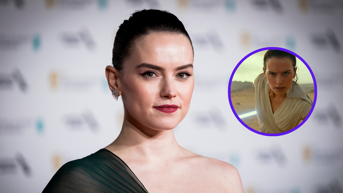 Daisy Ridley, actiz de la saga de Star Wars (Fotos vía Getty Images y la cuenta de X @StarWarsLA)