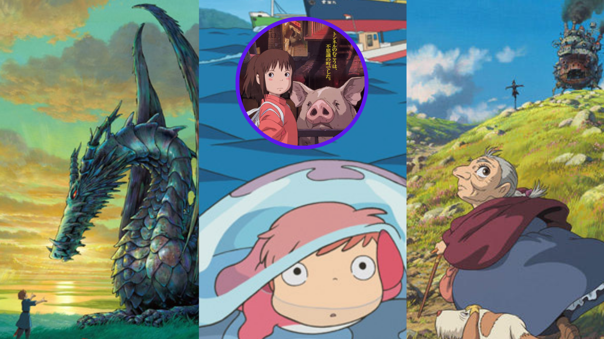 Portadas de las películas animadas 'Ponyo', 'Cuentos de Terramar', 'El Castillo Ambulante' y 'El viaje de Chihiro' (Imágenes tomadas del sitio web oficial de Studio Ghilbi ghilbi.jp)