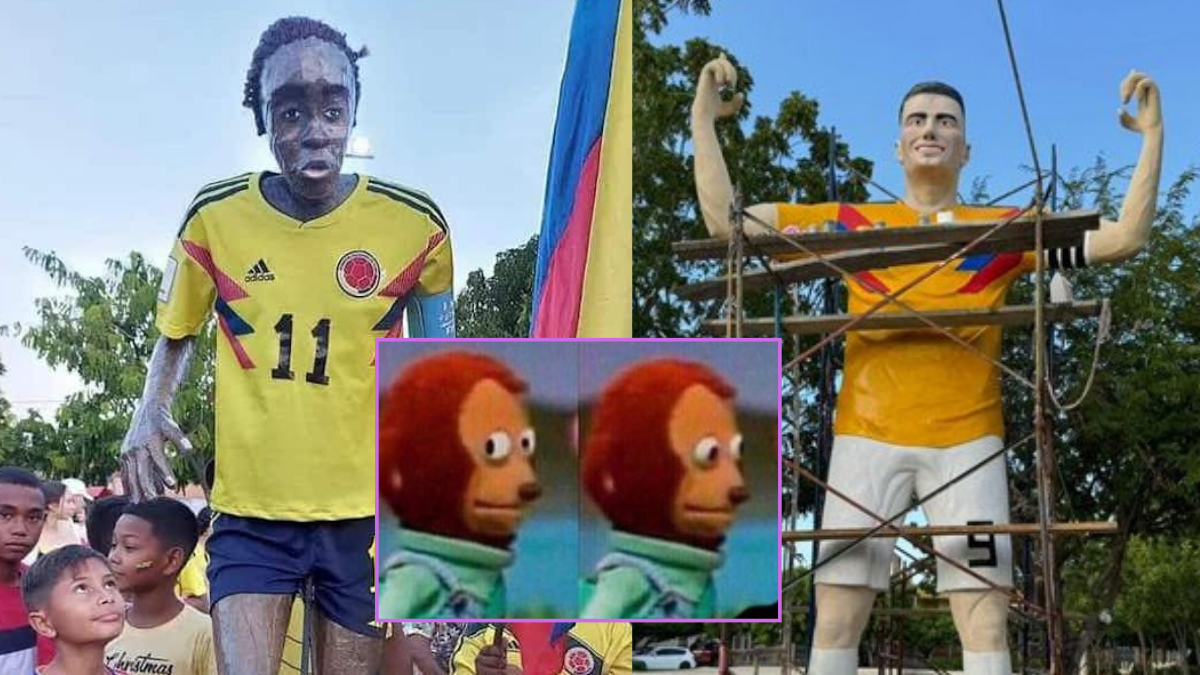 Estatuas de estrellas en Colombia que han sido duramente criticadas ( @eduardoluisfut y @ArcosJD90)