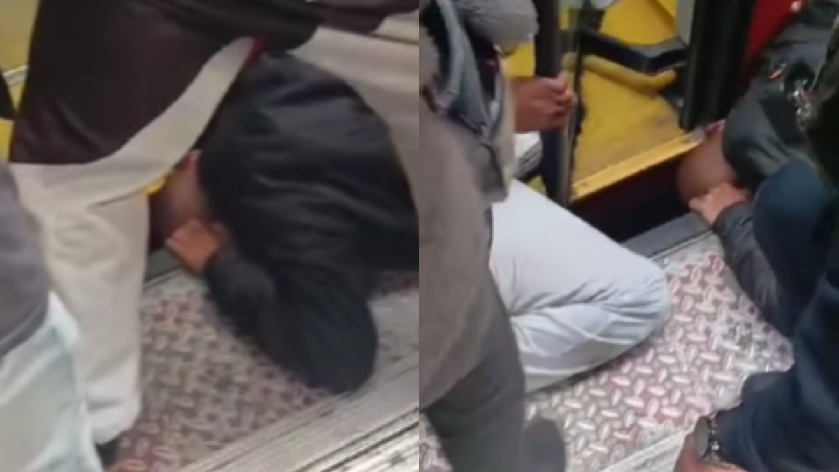 Hombre intentó peligrosa maniobra en TransMilenio y se le quedó la cabeza atrapada