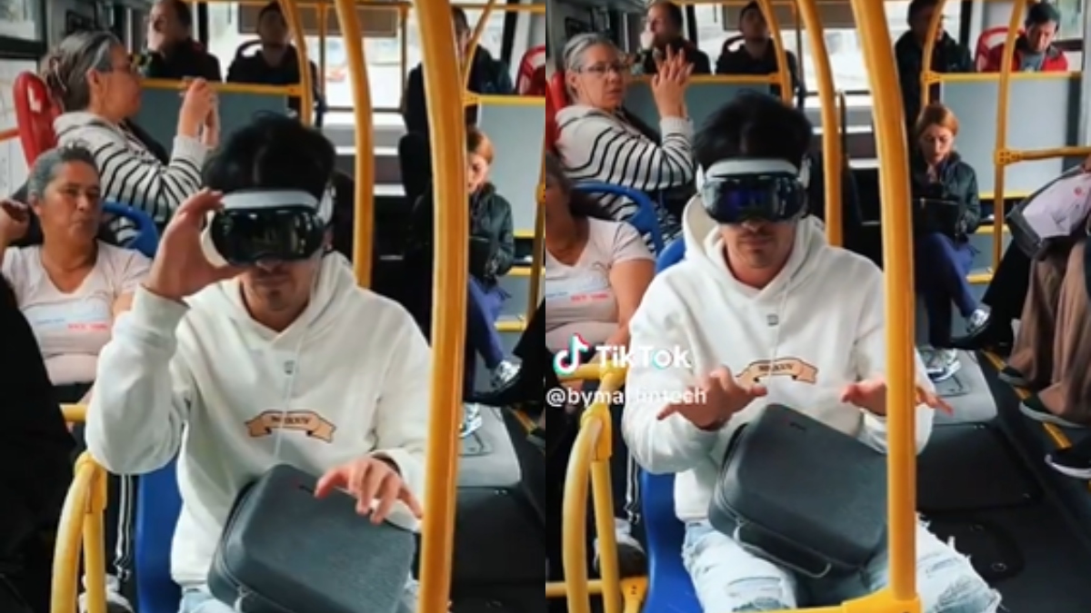 Hombre se habría atrevido a montarse a TransMilenio con las Apple Vision Pro: VIDEO