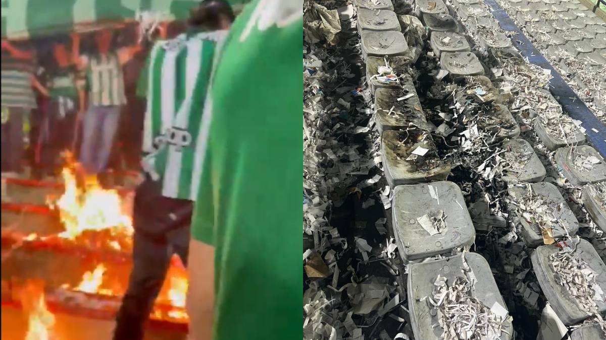 Hinchas de Nacional quemaron sillas de Atanasio Girardot tras perder contra Millonarios