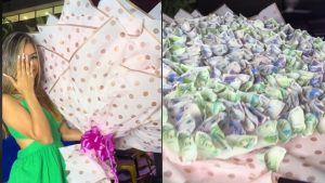 Hombre le regaló a su novia el ramo que todos necesitamos; en vez de flores había billetes